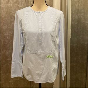 Longchamp Light Blue  long sleeve cotton Top, S